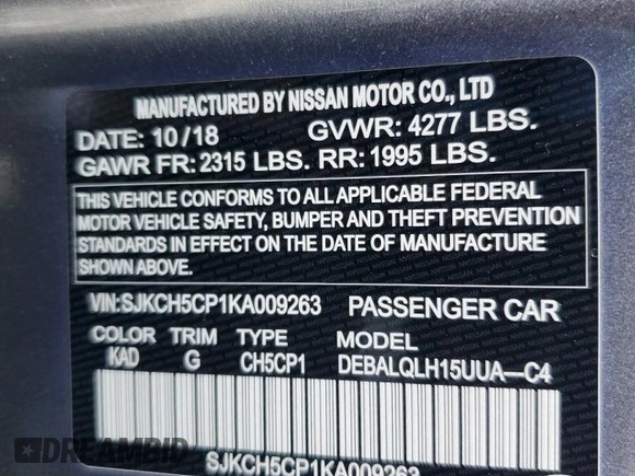 2019 Infiniti QX30 Essential with VIN SJKCH5CP1KA009263, listed as a Copart auction lot 86237614 with 47,887 mi miles and Salvage title. Bid and sale history available at DreamBid. Image 14.