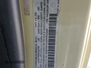 2005 Volkswagen Beetle GLS с VIN 3VWCM31Y15M363190, выставлен на аукционе Copart как лот 46167995 с пробегом Не указан миль и Списание • Salvage title. История ставок и продаж доступна на DreamBid. Изображение 12.