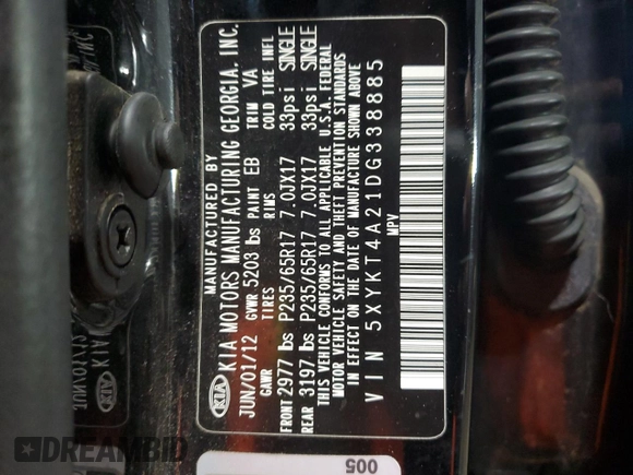 2013 Kia Sorento LX with VIN 5XYKT4A21DG338885, listed as a Copart auction lot 42837395 with 157,766 mi miles and Salvage Title. Bid and sale history available at carsss.com. Image 13.