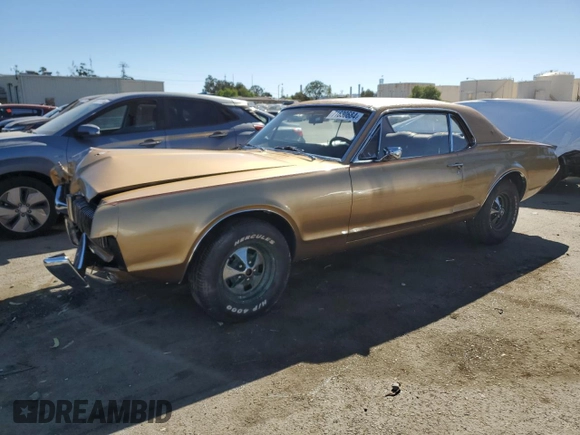 1967 Mercury Cougar z VIN 7F93A600409, wystawiony jako Copart lot #71630684 z przebiegiem 64 547 mil mil oraz Szkoda całkowita • Salvage title. Historia ofert i sprzedaży dostępna na DreamBid. Obrazek 1.
