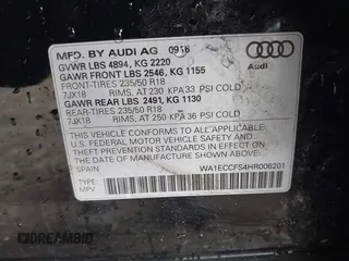 2017 Audi Q3 Premium with VIN WA1ECCFS4HR006201, listed as a IAAI auction lot 41876661 with 159,302 mi miles. Bid and sale history available at carsss.com. Image 9.