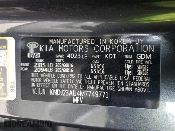 2021 Kia Soul S with VIN KNDJ23AU4M7749771, listed as a Copart auction lot 52768755 with 37,462 mi miles and Salvage Title. Bid and sale history available at carsss.com. Image 14.