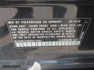 2016 Volkswagen CC Sport with VIN WVWBN7AN8GE514253, listed as a IAAI auction lot 40367576 with 83,483 mi miles. Bid and sale history available at carsss.com. Image 9.
