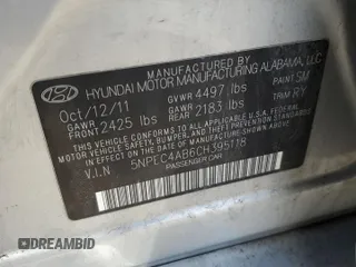 2012 Hyundai Sonata Limited with VIN 5NPEC4AB6CH395118, listed as a Copart auction lot 46399595 with 251,026 mi miles and Salvage Title. Bid and sale history available at DreamBid. Image 12.