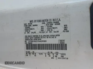 2001 Ford F-150 XL z VIN 1FTRX18L21NA29205, wystawiony jako Copart lot #58928795 z przebiegiem Nie podano mil oraz Szkoda całkowita • Salvage title. Historia ofert i sprzedaży dostępna na DreamBid. Obrazek 12.