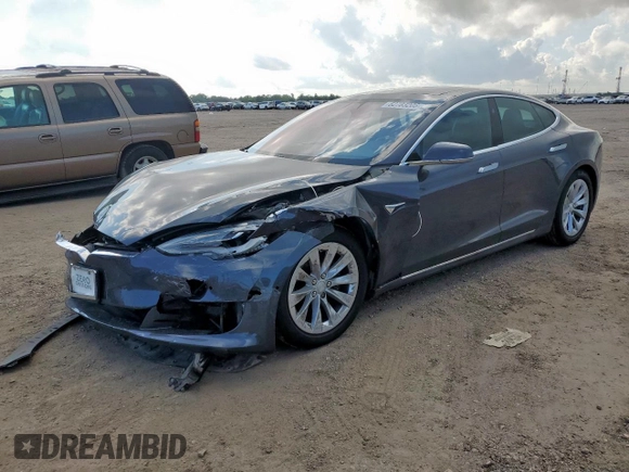 2017 Tesla Model S 100D with VIN 5YJSA1E27HF180483, listed as a Copart auction lot 62783205 with 55,744 mi miles and Salvage title. Bid and sale history available at DreamBid. Image 1.