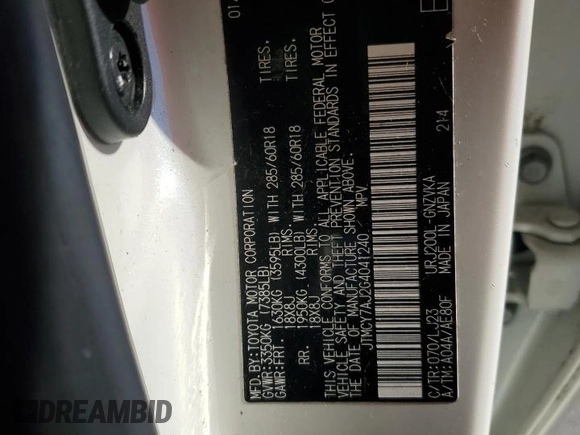2016 Toyota Land Cruiser z VIN JTMCY7AJ2G4041240, wystawiony jako Copart lot #74304804 z przebiegiem 39 297 mil mil oraz Szkoda całkowita • Salvage title. Historia ofert i sprzedaży dostępna na DreamBid. Obrazek 12.