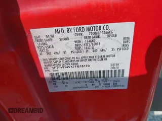 2007 Ford F-150 XLT с VIN 1FTPW14VX7FB18170, выставлен на аукционе IAAI как лот 42576769 с пробегом 294 725 миль миль и . История ставок и продаж доступна на DreamBid. Изображение 9.