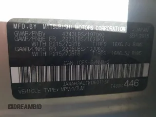 2019 Mitsubishi Outlander Sport ES z VIN JA4AH3AU1KU601150, wystawiony jako Copart lot #80755994 z przebiegiem Nie podano mil oraz Szkoda całkowita • Salvage title. Historia ofert i sprzedaży dostępna na DreamBid. Obrazek 13.