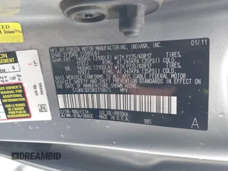 2011 Toyota Sienna LE AAS with VIN 5TDKK3DC0BS119675, listed as a IAAI auction lot 41809573 with 289,496 mi miles. Bid and sale history available at carsss.com. Image 9.
