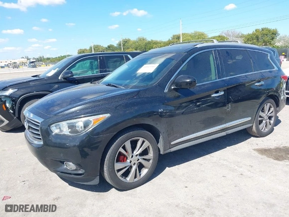 2015 Infiniti QX60 with VIN 5N1AL0MNXFC513454, listed as a IAAI auction lot 41843950 with 110,047 mi miles. Bid and sale history available at carsss.com. Image 2.
