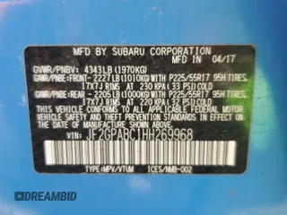 2017 Subaru Crosstrek Premium с VIN JF2GPABC1HH269968, выставлен на аукционе Copart как лот 56564915 с пробегом 89 785 миль миль и Списание • Salvage title. История ставок и продаж доступна на DreamBid. Изображение 13.