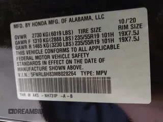 2021 Honda Odyssey Touring z VIN 5FNRL6H83MB028264, wystawiony jako IAAI lot #42206204 z przebiegiem 45 332 mil mil oraz . Historia ofert i sprzedaży dostępna na DreamBid. Obrazek 9.