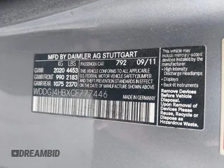 2012 Mercedes-Benz C 250 with VIN WDDGJ4HBXCF777446, listed as a IAAI auction lot 42590256 with Not provided miles and . Bid and sale history available at DreamBid. Image 9.