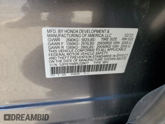 2023 Acura MDX w/Technology Package with VIN 5J8YE1H48PL028477, listed as a Copart auction lot 43697875 with 30,397 mi miles and Salvage Title. Bid and sale history available at carsss.com. Image 13.