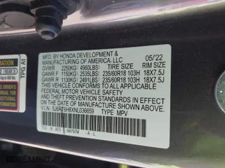 2022 Honda CR-V Hybrid EX-L with VIN 5J6RT6H8XNL036659, listed as a IAAI auction lot 40644533 with 60,407 mi miles. Bid and sale history available at carsss.com. Image 9.