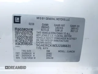 2018 Buick Enclave Premium with VIN 5GAERCKW3JJ186631, listed as a IAAI auction lot 41659387 with 114,929 mi miles. Bid and sale history available at carsss.com. Image 9.