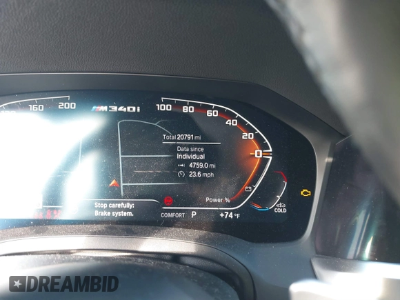 2021 BMW 3 Series M340i with VIN 3MW5U7J04M8B88080, listed as a IAAI auction lot 41483795 with 20,791 mi miles. Bid and sale history available at carsss.com. Image 7.