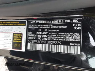 2015 Mercedes-Benz C-Class C 400 with VIN 55SWF6GB5FU029229, listed as a IAAI auction lot 41914780 with 106,038 mi miles. Bid and sale history available at carsss.com. Image 9.