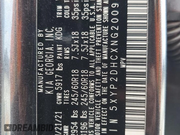 2022 Kia Telluride LX with VIN 5XYP2DHCXNG200934, listed as a Copart auction lot 50776385 with 93,430 mi miles and Salvage title. Bid and sale history available at DreamBid. Image 16.