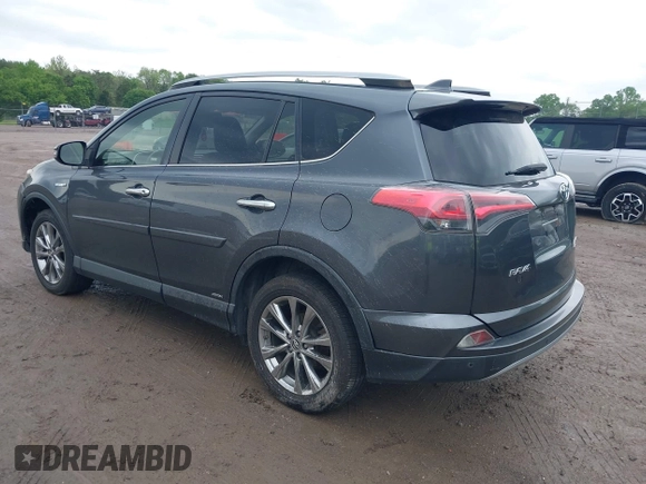 2017 Toyota RAV4 Hybrid Limited with VIN JTMDJREV8HD144858, listed as a IAAI auction lot 42092847 with 135,046 mi miles. Bid and sale history available at carsss.com. Image 3.