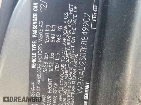 1989 BMW 3 Series 325i with VIN WBAAD2307K8849902, listed as a Copart auction lot 87257434 with 233,562 mi miles and Salvage Title. Bid and sale history available at carsss.com. Image 14.