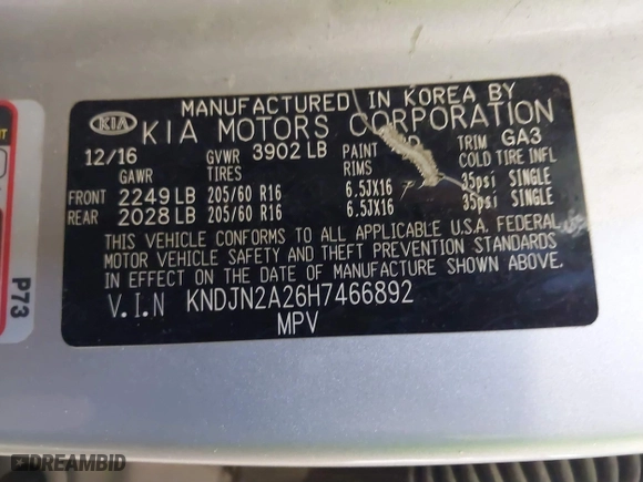 2017 Kia Soul with VIN KNDJN2A26H7466892, listed as a IAAI auction lot 41668441 with 103,768 mi miles. Bid and sale history available at carsss.com. Image 9.