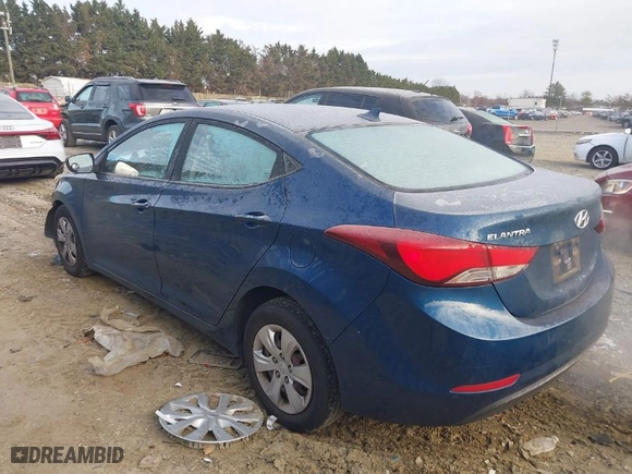 2016 Hyundai Elantra SE with VIN KMHDH4AE5GU489280, listed as a IAAI auction lot 41008040 with 102,749 mi miles. Bid and sale history available at carsss.com. Image 3.