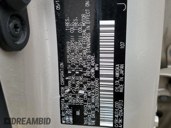 2013 Lexus RX 450h with VIN JTJZB1BA3D2008890, listed as a Copart auction lot 49958315 with 201,231 mi miles and Salvage title. Bid and sale history available at DreamBid. Image 14.