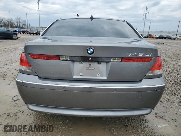 2005 BMW 7 Series 745Li with VIN WBAGN63515DS56509, listed as a Copart auction lot 51021155 with 0 mi miles and Salvage Title. Bid and sale history available at carsss.com. Image 6.