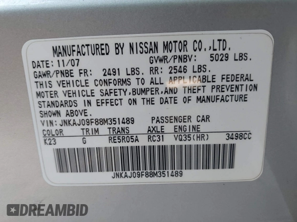 2008 Infiniti EX Journey with VIN JNKAJ09F88M351489, listed as a IAAI auction lot 42511473 with 211,125 mi miles and . Bid and sale history available at DreamBid. Image 9.