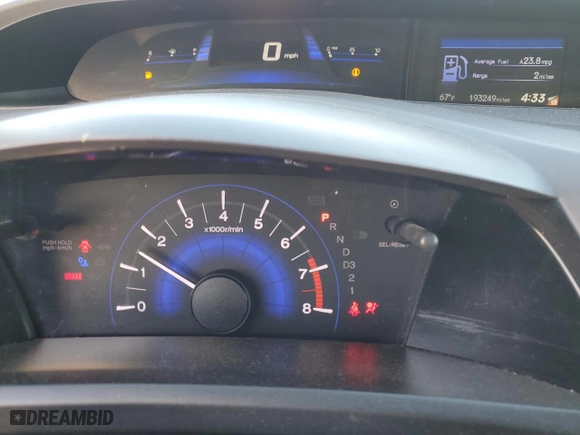 2012 Honda Civic Sdn EX-L with VIN 2HGFB2F98CH580394, listed as a Copart auction lot 47887065 with 193,249 mi miles and Salvage Title. Bid and sale history available at carsss.com. Image 9.