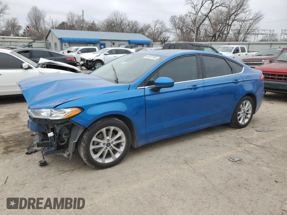 2020 Ford Fusion SE with VIN 3FA6P0LUXLR170087, listed as a Copart auction lot 43357105 with 59,395 mi miles and Salvage title. Bid and sale history available at DreamBid. Image 1.