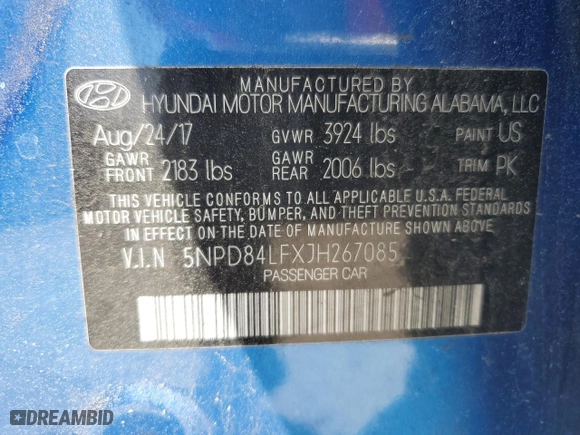 2018 Hyundai Elantra Value Edition with VIN 5NPD84LFXJH267085, listed as a Copart auction lot 50133685 with 149,025 mi miles and Clean Title. Bid and sale history available at carsss.com. Image 13.