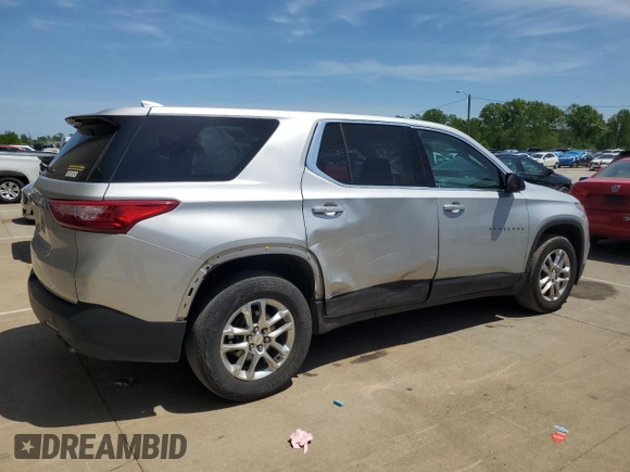 2020 Chevrolet Traverse LS z VIN 1GNERFKW6LJ142780, wystawiony jako Copart lot #54752435 z przebiegiem 66 140 mil mil oraz Szkoda całkowita • Salvage title. Historia ofert i sprzedaży dostępna na DreamBid. Obrazek 3.