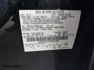 2012 Ford Flex SEL with VIN 2FMGK5CC2CBD04408, listed as a IAAI auction lot 41484416 with 255,722 mi miles. Bid and sale history available at carsss.com. Image 9.