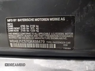 2016 BMW 3 Series 328d xDrive with VIN WBA8J1C57GK458479, listed as a IAAI auction lot 41449477 with 74,382 mi miles and . Bid and sale history available at DreamBid. Image 9.