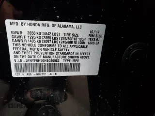 2017 Honda Pilot EX-L with VIN 5FNYF6H56HB086982, listed as a Copart auction lot 45590945 with 141,112 mi miles and Salvage Title. Bid and sale history available at DreamBid. Image 13.
