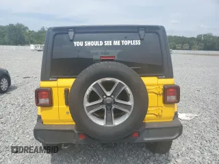 2019 Jeep Wrangler Unlimited Sahara with VIN 1C4HJXEN4KW593715, listed as a Copart auction lot 53883335 with 83,349 mi miles and Salvage Title. Bid and sale history available at DreamBid. Image 6.