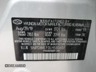2020 Hyundai Elantra SEL with VIN 5NPD84LF0LH530607, listed as a Copart auction lot 52287195 with 60,401 mi miles and Salvage Title. Bid and sale history available at DreamBid. Image 14.
