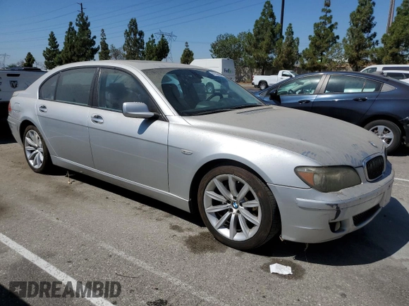 2007 BMW 7 Series 750Li with VIN WBAHN83507DT74313, listed as a Copart auction lot 67606404 with 169,922 mi miles and Clean Title. Bid and sale history available at DreamBid. Image 4.