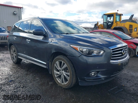 2013 Infiniti JX35 with VIN 5N1AL0MM6DC342383, listed as a IAAI auction lot 40825950 with 105,979 mi miles and . Bid and sale history available at DreamBid. Image 1.