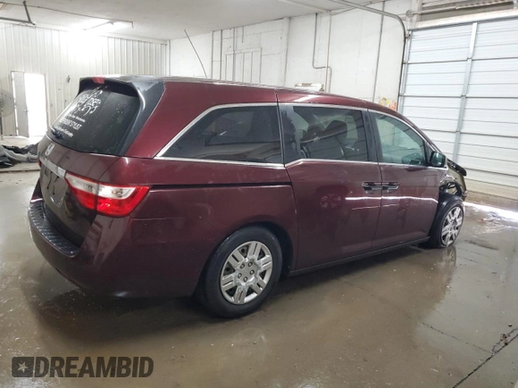 2013 Honda Odyssey LX with VIN 5FNRL5H28DB091849, listed as a Copart auction lot 53563635 with 156,817 mi miles and Salvage Title. Bid and sale history available at carsss.com. Image 3.
