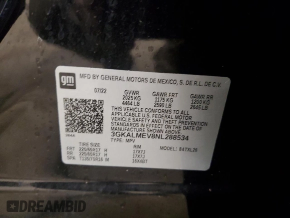 2022 GMC Terrain SLE z VIN 3GKALMEV8NL288534, wystawiony jako Copart lot #60321875 z przebiegiem 31 045 mil mil oraz Szkoda całkowita • Salvage title. Historia ofert i sprzedaży dostępna na DreamBid. Obrazek 13.