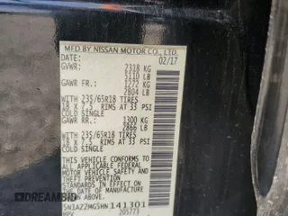 2017 Nissan Murano S z VIN 5N1AZ2MG5HN141301, wystawiony jako Copart lot #58408845 z przebiegiem 180 245 mil mil oraz Czysty tytuł • Clean title. Historia ofert i sprzedaży dostępna na DreamBid. Obrazek 13.