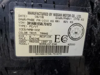 2008 Nissan Sentra S with VIN 3N1AB61E58L751673, listed as a Copart auction lot 53918975 with 214,253 mi miles and Clean Title. Bid and sale history available at DreamBid. Image 13.