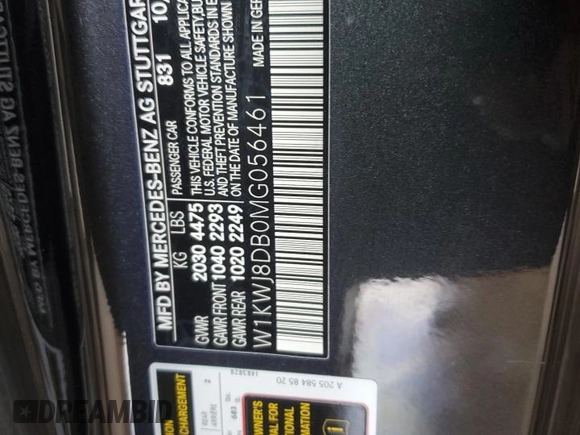 2021 Mercedes-Benz C 300 with VIN W1KWJ8DB0MG056461, listed as a Copart auction lot 68864034 with Not provided miles and Salvage title. Bid and sale history available at DreamBid. Image 13.