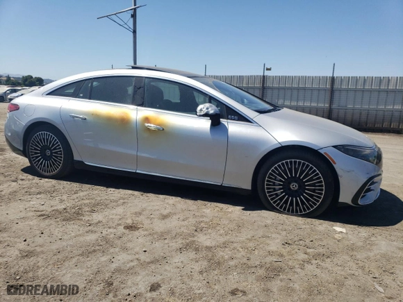 2023 Mercedes-Benz EQS with VIN W1KCG2DB3PA032113, listed as a Copart auction lot 61291193 with 23 mi miles. Bid and sale history available at carsss.com. Image 4.