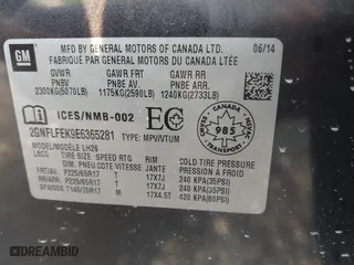 2014 Chevrolet Equinox LT with VIN 2GNFLFEK9E6365281, listed as a IAAI auction lot 40734654 with 132,431 mi miles. Bid and sale history available at carsss.com. Image 9.
