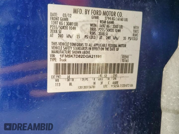 2013 Ford Explorer XLT z VIN 1FM5K7D82DGA21191, wystawiony jako Copart lot #56063685 z przebiegiem 150 015 mil mil oraz Szkoda całkowita • Salvage title. Historia ofert i sprzedaży dostępna na DreamBid. Obrazek 14.